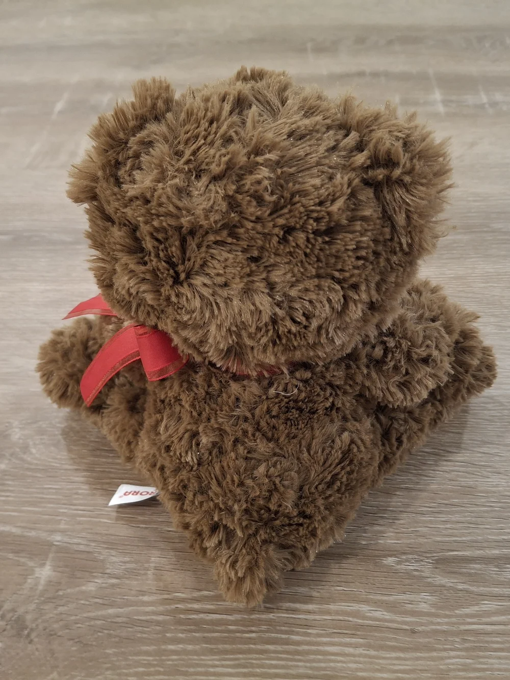 Aurora World Brown Teddy Bear Plush with Red Ribbon